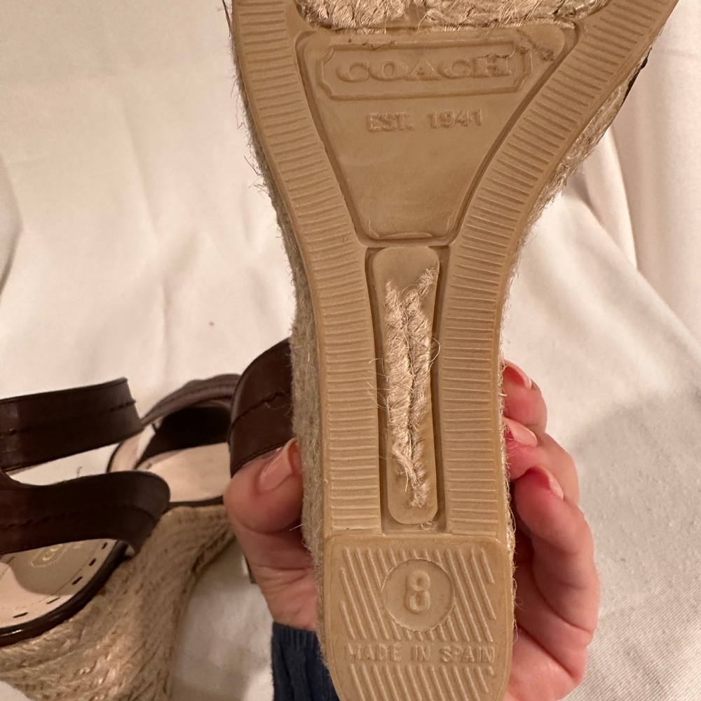 COACH Wedge Sandals in Chocolate Brown size 8 New - Picture 7 of 8